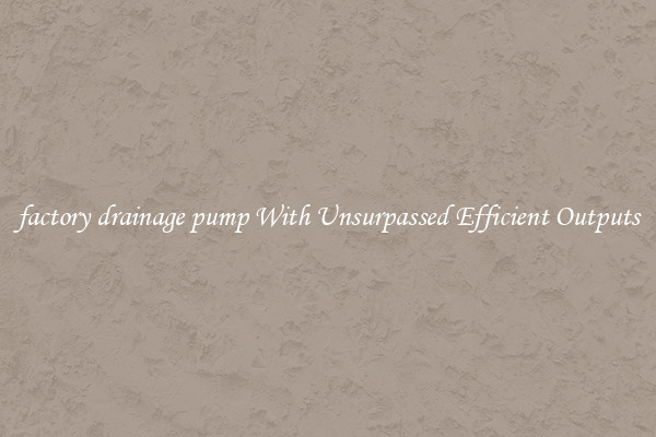 factory drainage pump With Unsurpassed Efficient Outputs