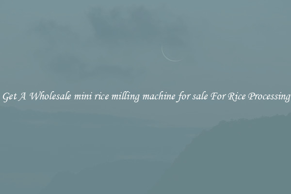 Get A Wholesale mini rice milling machine for sale For Rice Processing